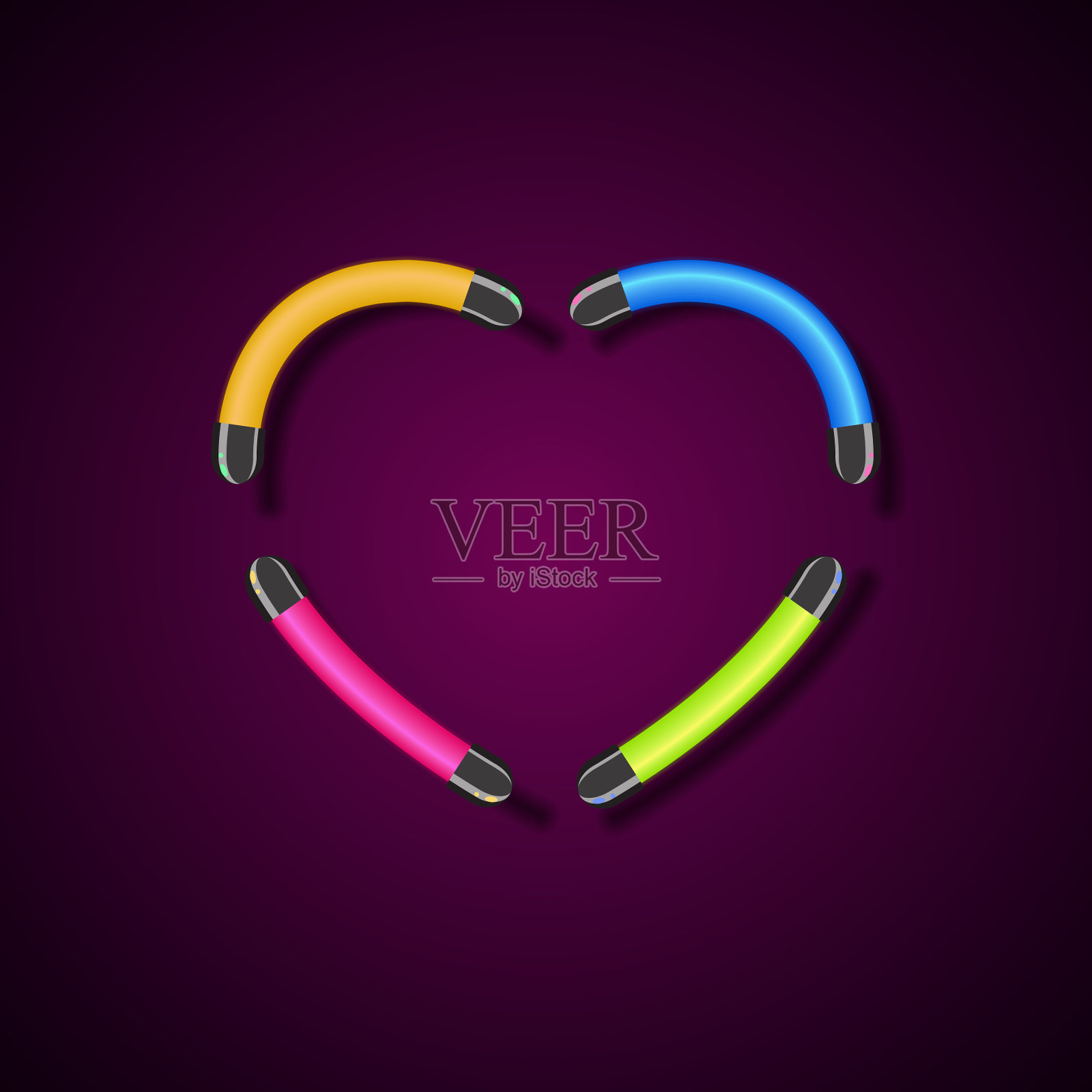 爱情的霓虹灯。爱的信号。心的背景。插画图片素材