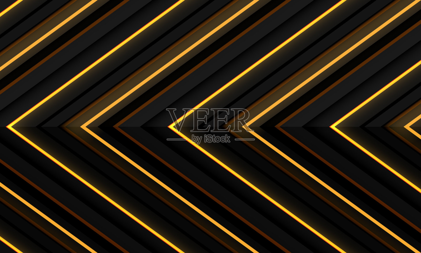 抽象黄色光线霓虹灰色金属黑色阴影箭头方向图案设计现代未来科技背景矢量插画图片素材