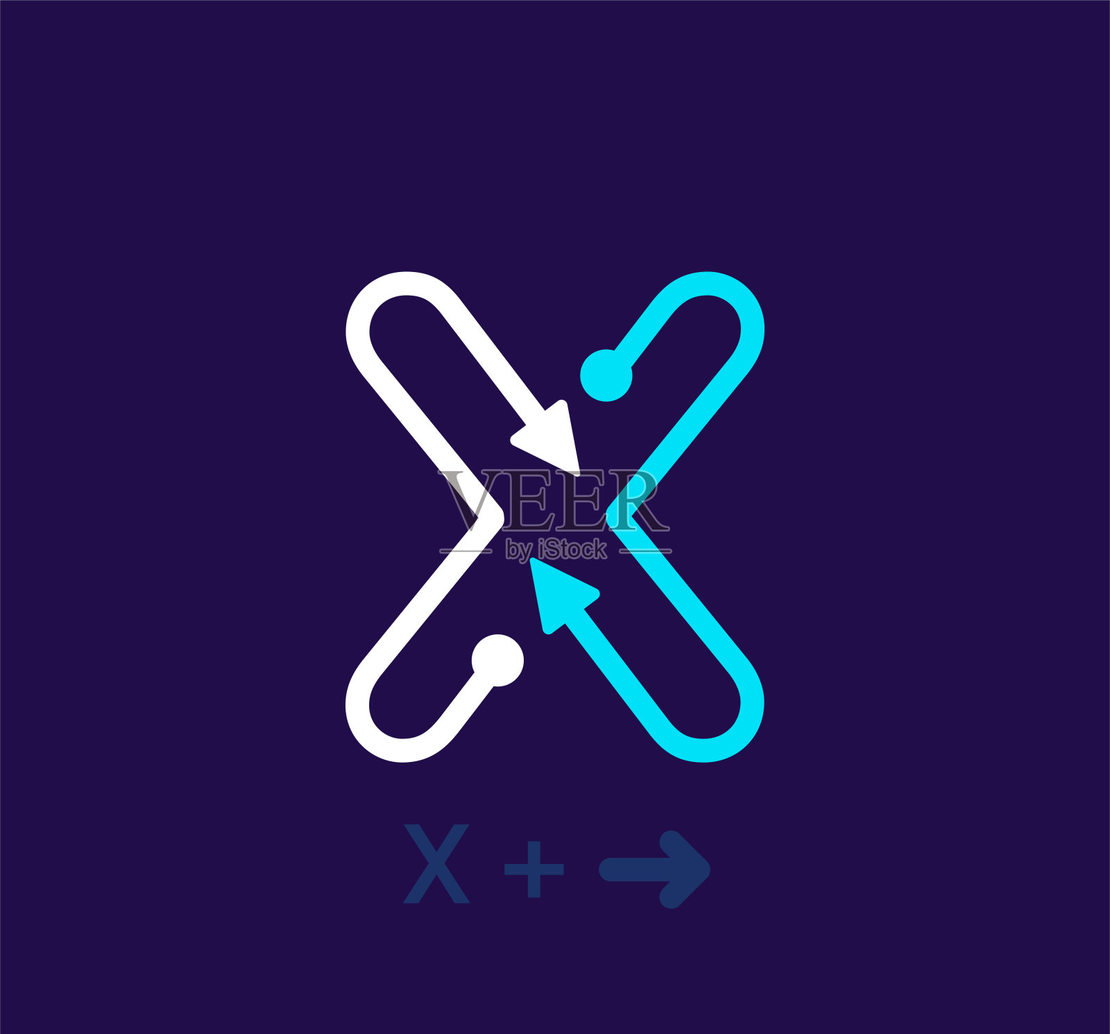 线性字母X标志。独特的标志。设计元素图片