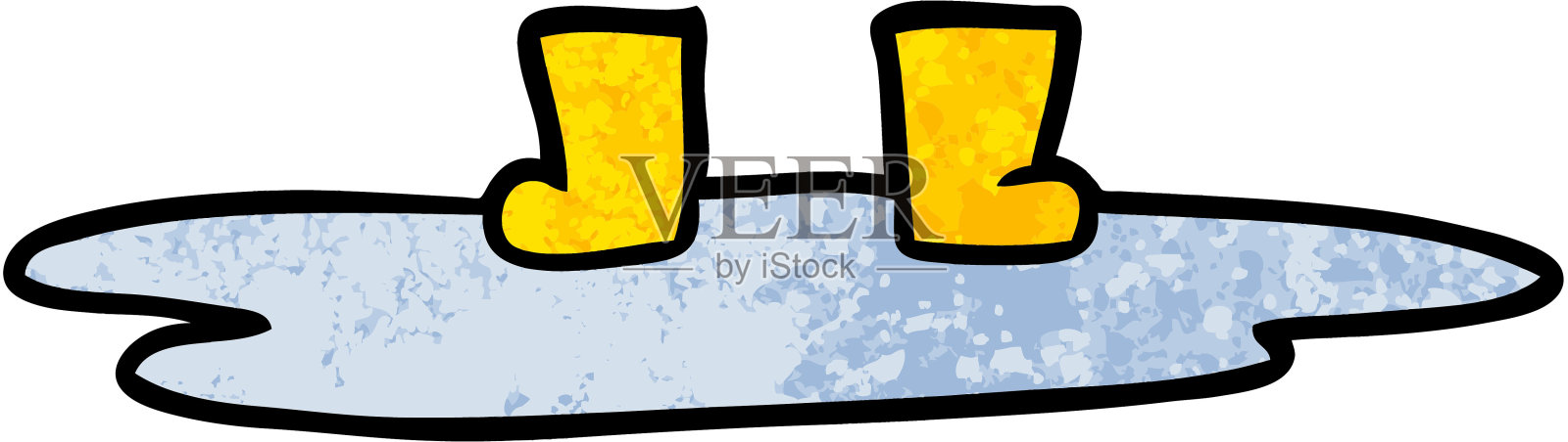 水坑里的卡通惠灵顿靴子插画图片素材