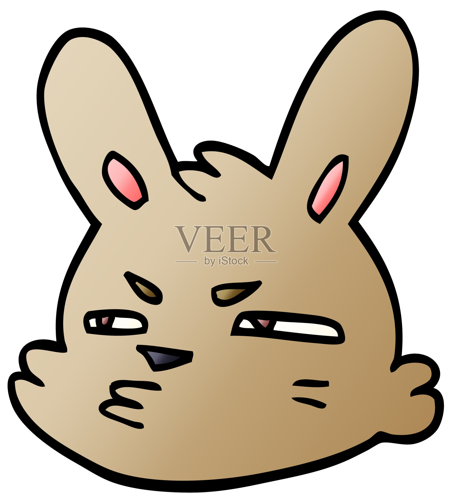 卡通涂鸦喜怒无常的兔子插画图片素材