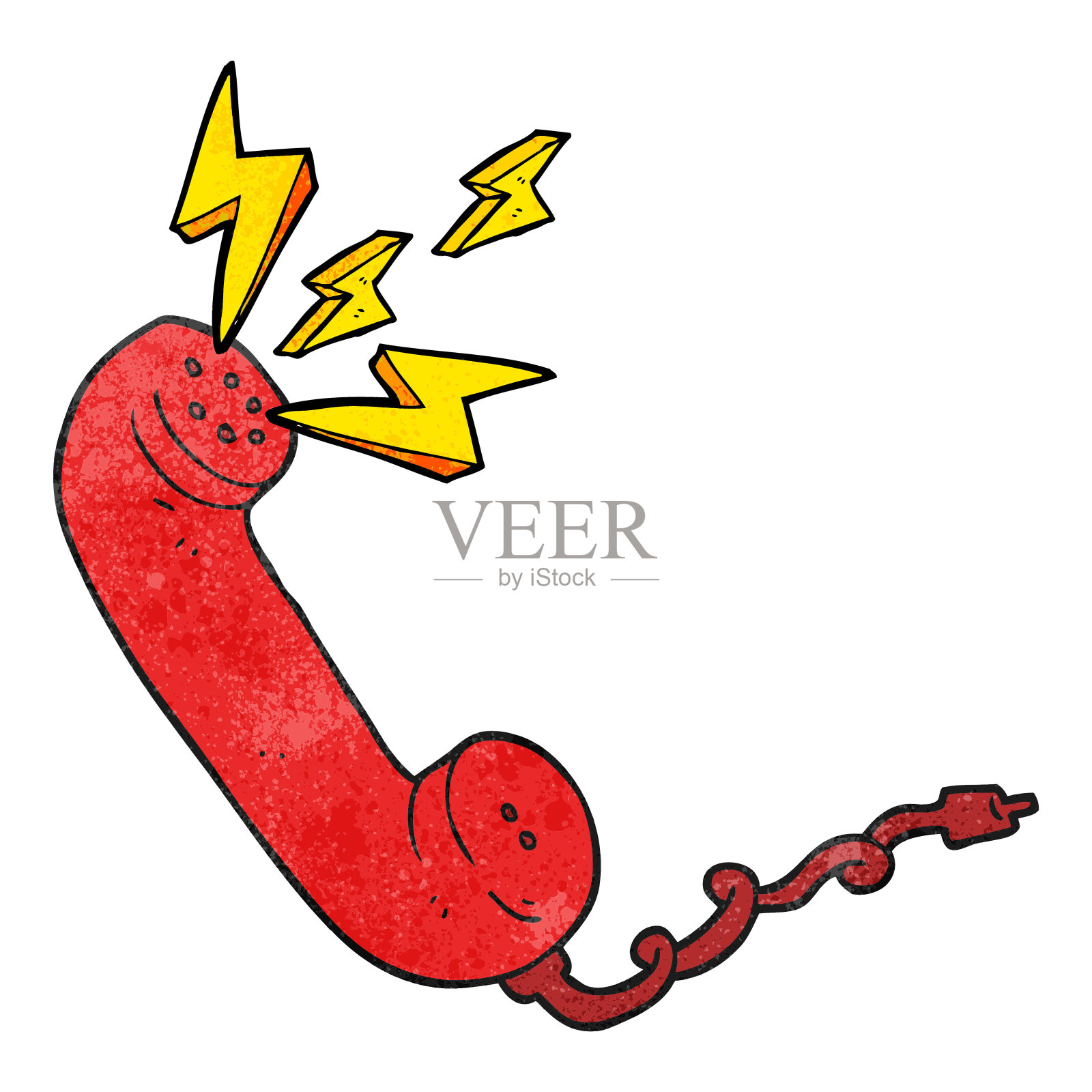 徒手纹理卡通电话听筒插画图片素材