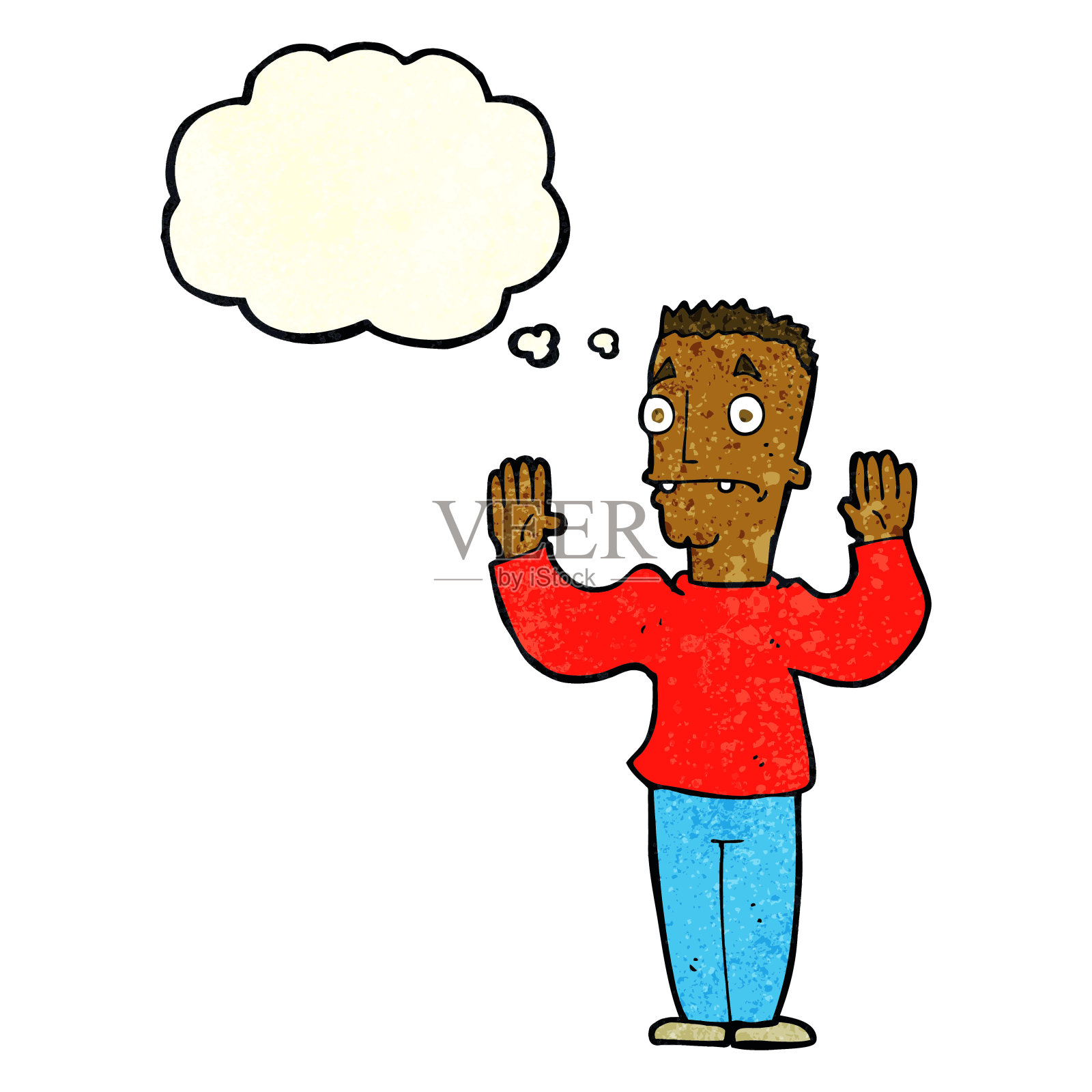 卡通人物用思想泡泡投降插画图片素材