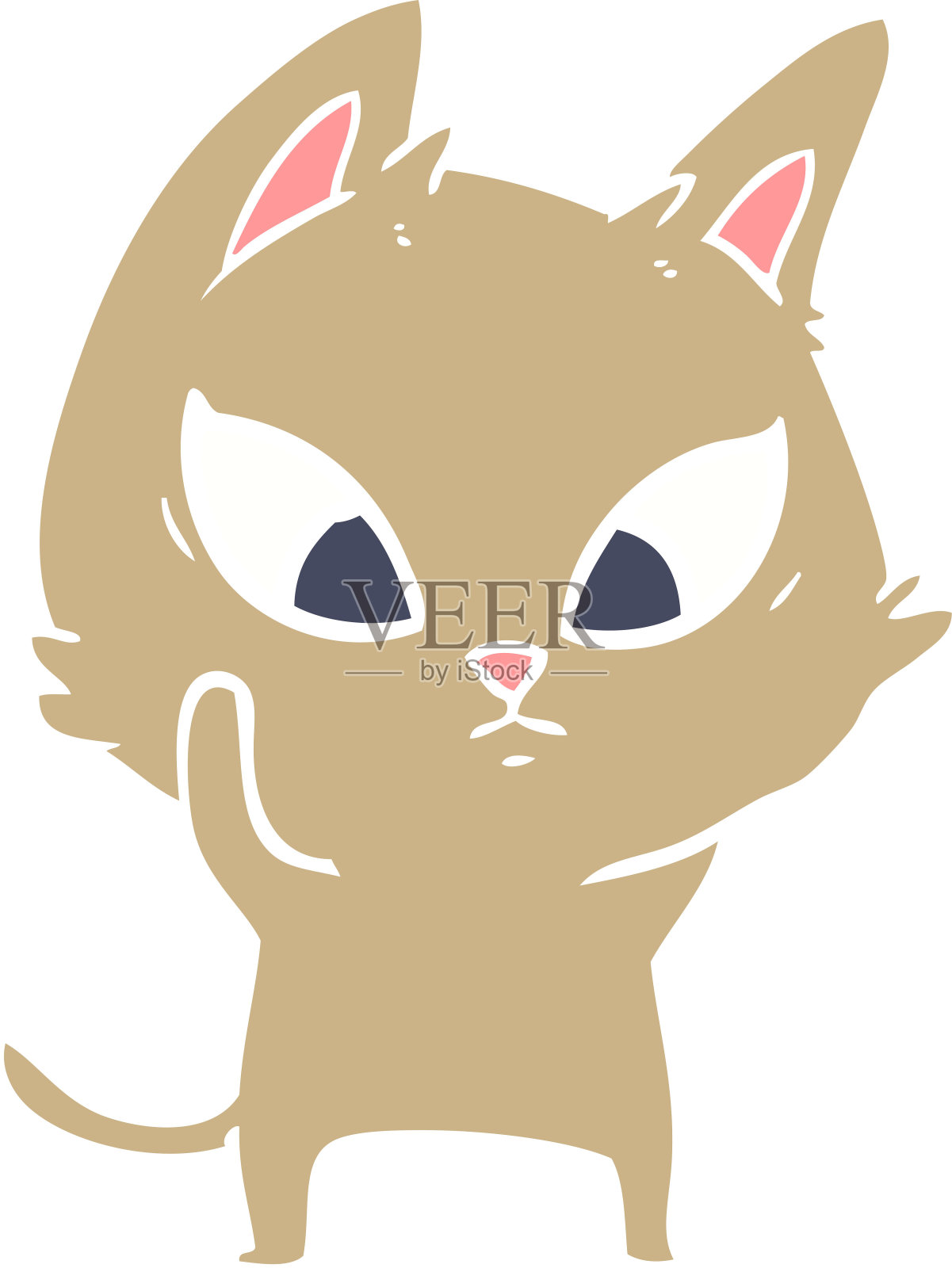 迷糊的平面色彩风格卡通猫插画图片素材