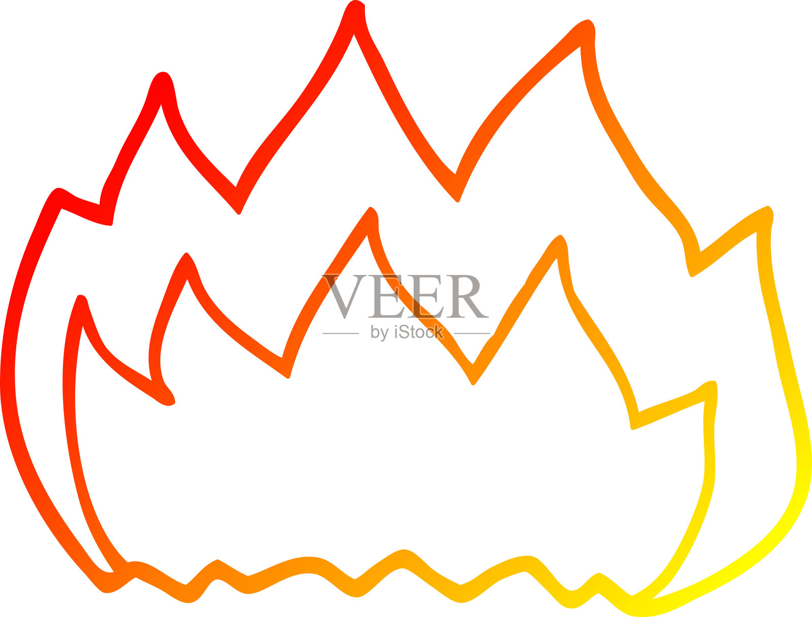 温暖的梯度线绘制卡通气体火焰设计元素图片