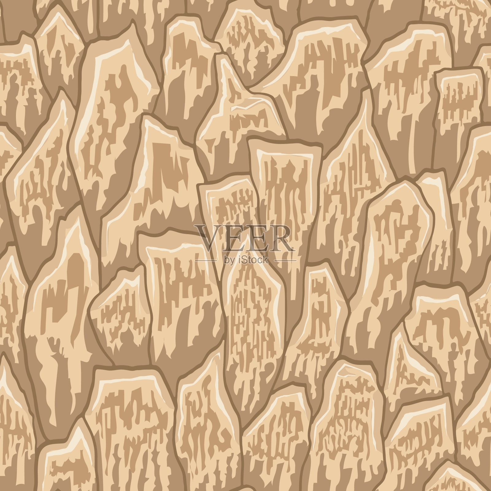 卡通游戏纹理，岩石，泥土和地面表面无缝的图案。游戏资产墙和环境背景插画图片素材