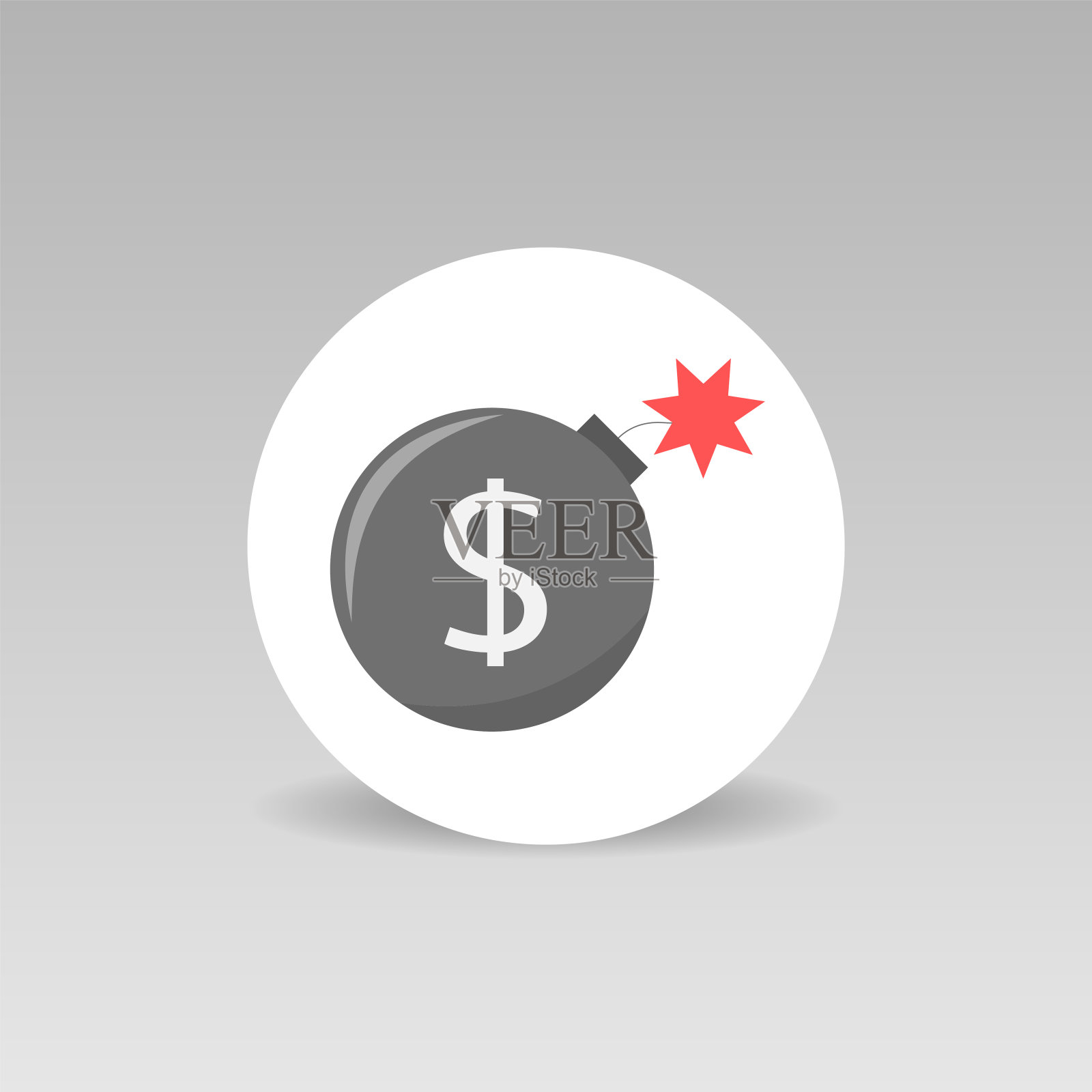 炸弹与美元符号矢量圆图标设计元素图片