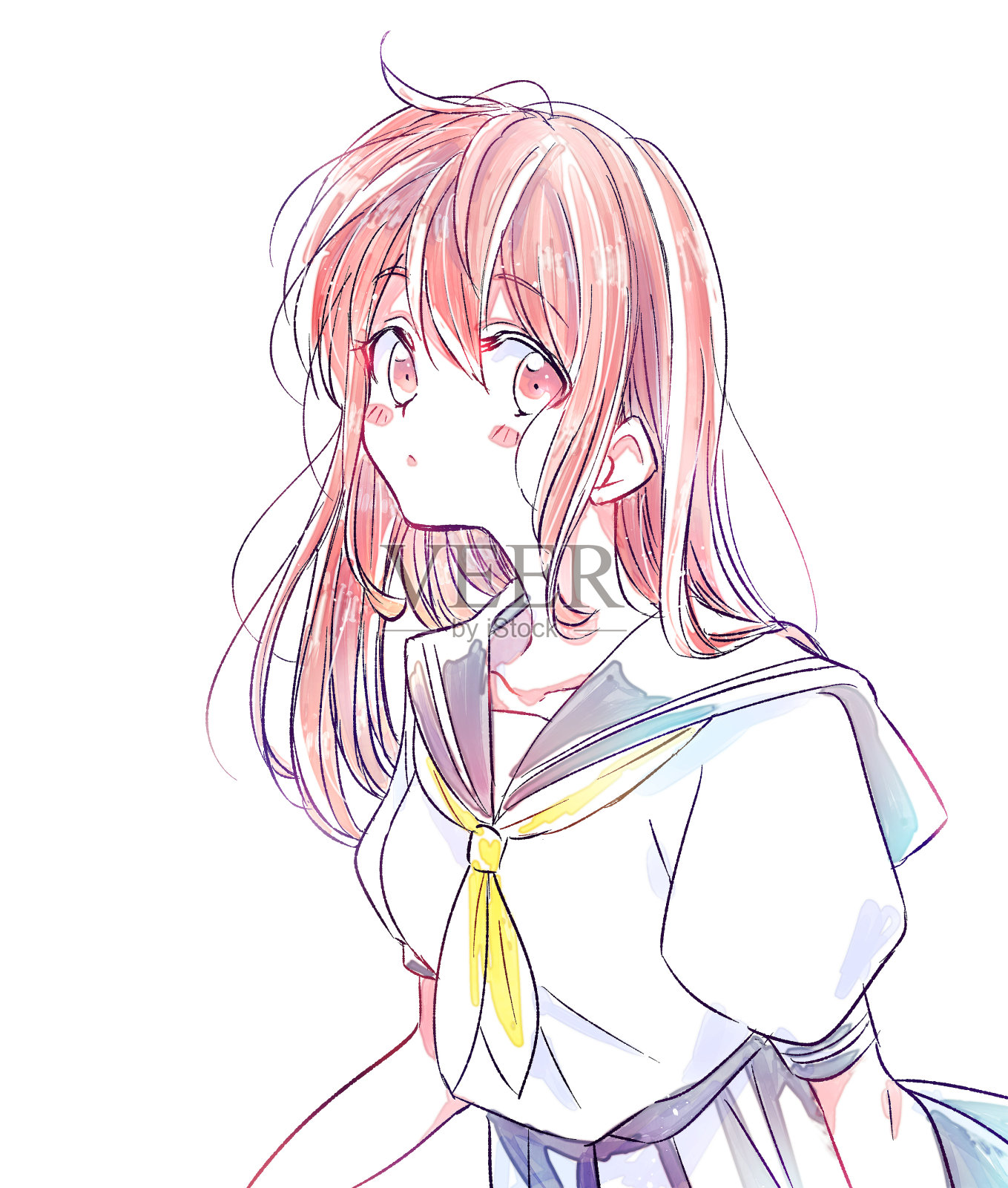 卡通画可爱的女学生插画图片素材