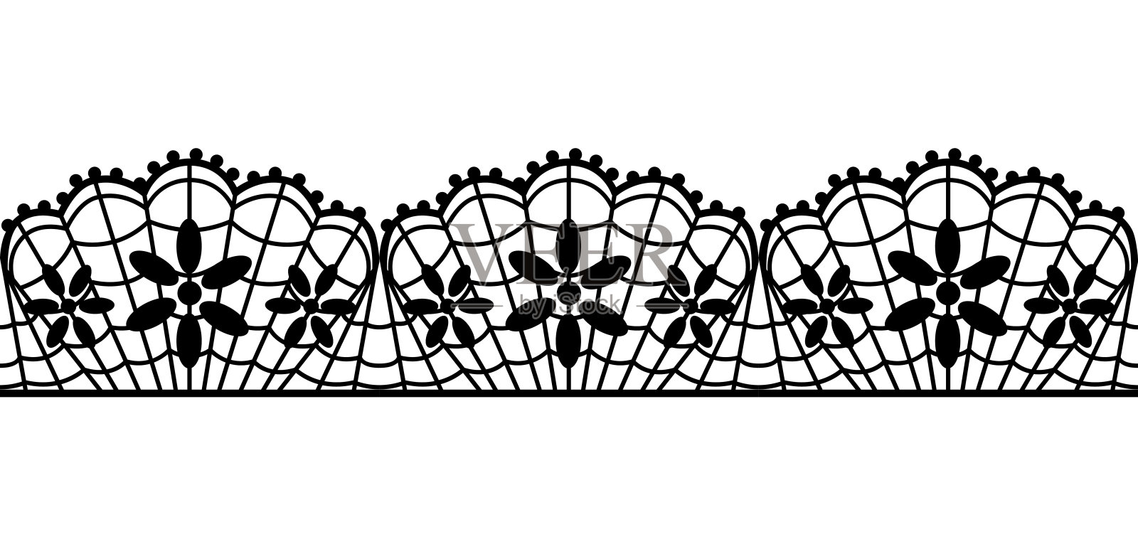 蕾丝无缝模式与花。刺绣手工装饰。老式的刺绣。插画图片素材