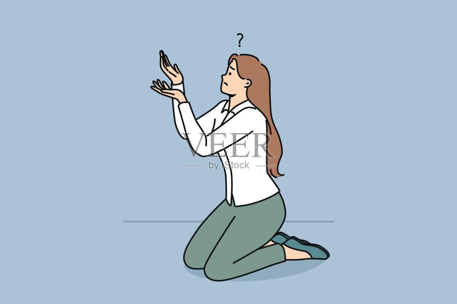 女商人跪着寻求帮助插画图片素材