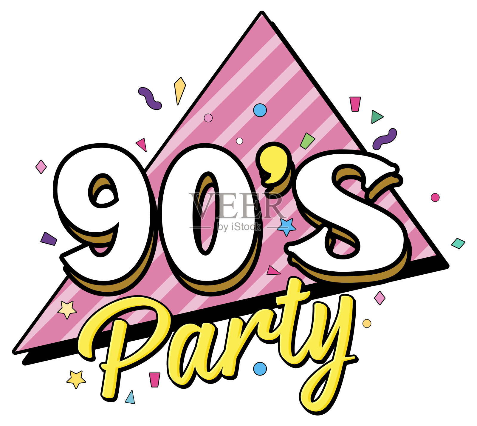 90年代派对横幅模板插画图片素材