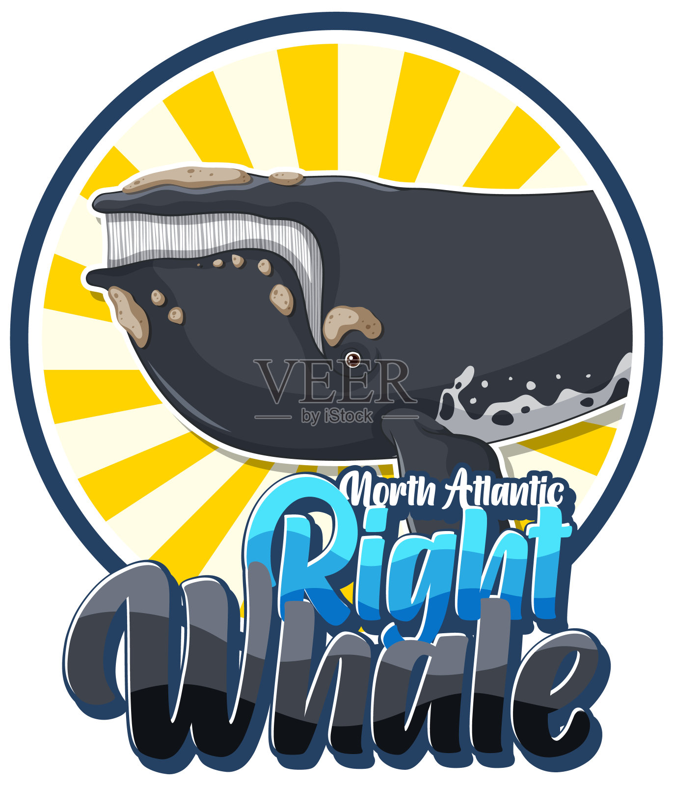 露脊鲸标志与纸箱字符设计元素图片