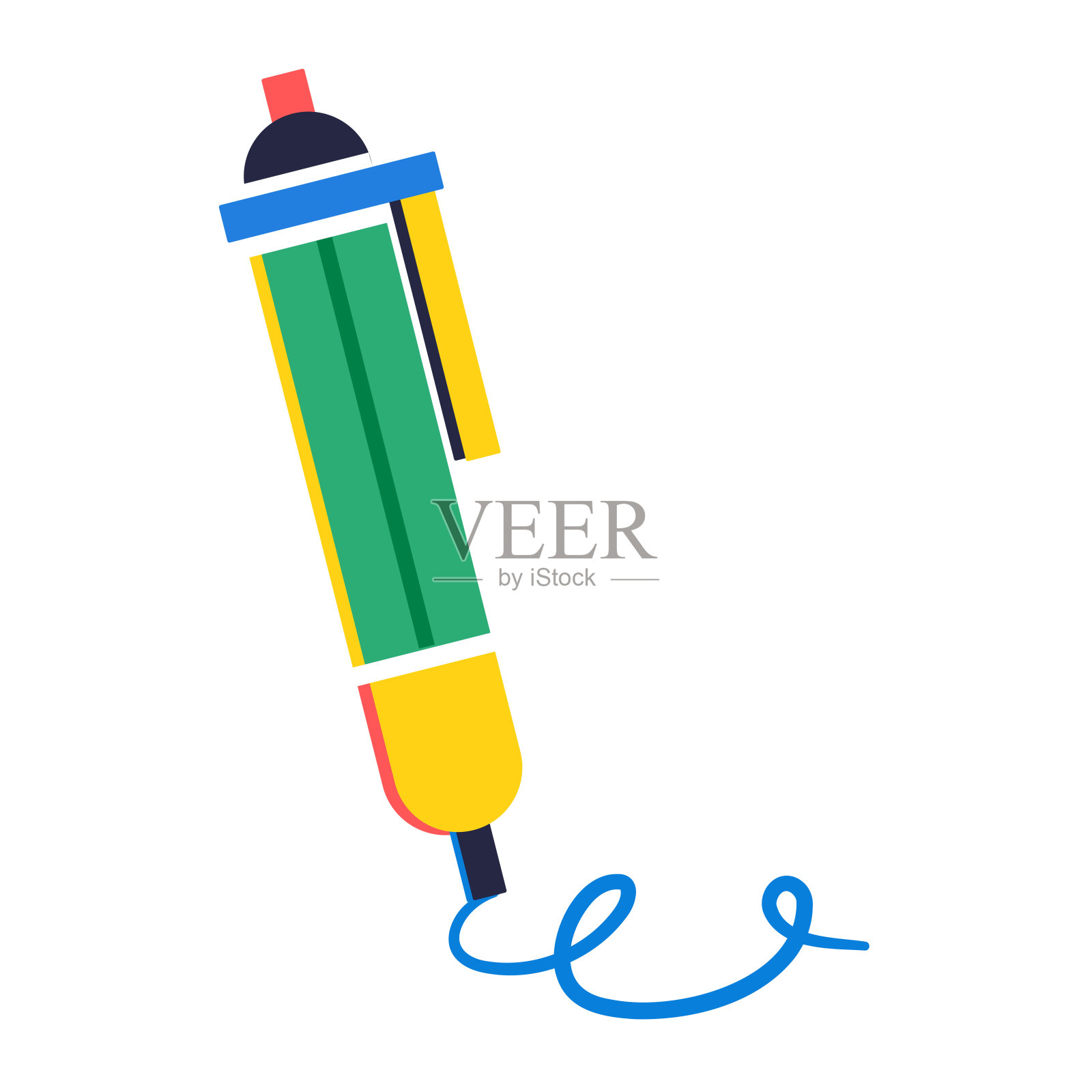 孤立的彩色钢笔图标学校供应平面设计矢量插画图片素材