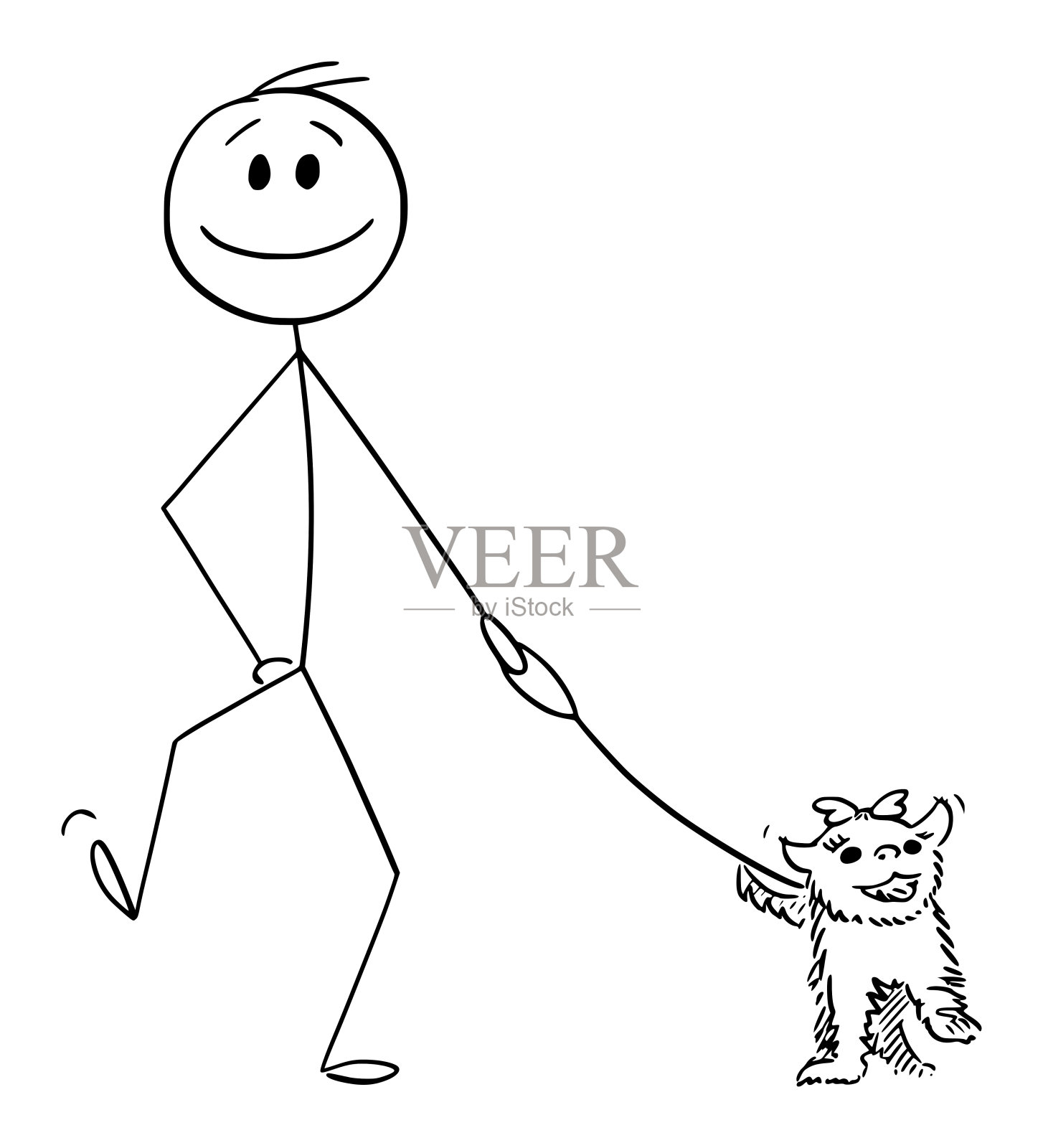 人走狗，矢量卡通简笔插图插画图片素材