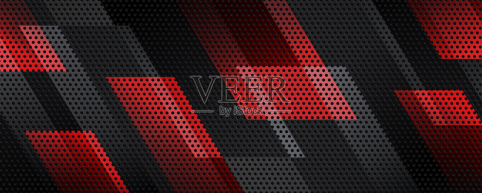 三维红黑科技抽象背景重叠层在暗空间与线条对角效果装饰。现代图形设计元素穿孔风格的横幅，传单，卡片，小册子封面，或登陆页插画图片素材