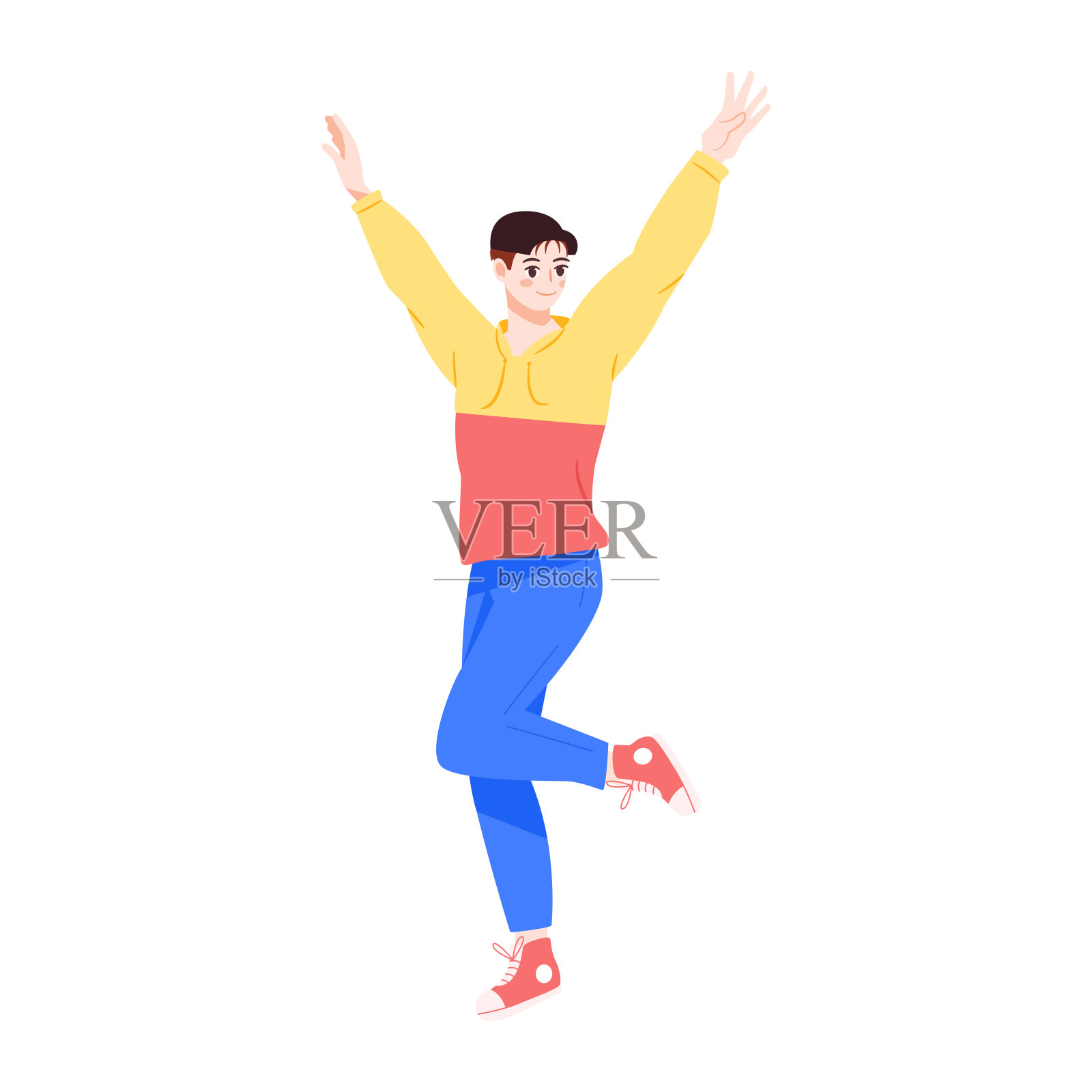 孤立的有色年轻男性角色矢量插画图片素材