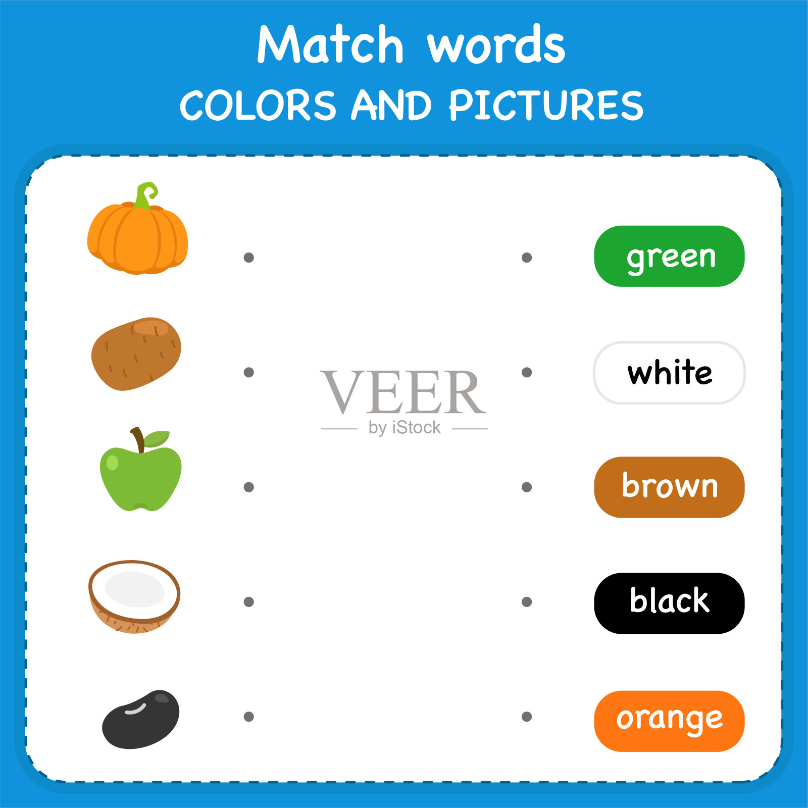 描摹并将单词与图片匹配。学前教育工作表插画图片素材