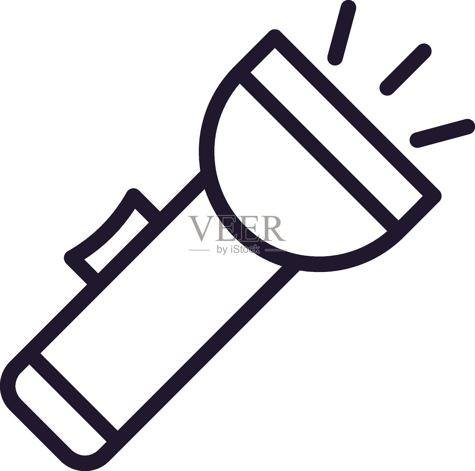 手电筒概念。适用于徽标、移动应用程序、在线商店和网站的单个高级可编辑笔画象形图。矢量符号，在白色背景上隔离。插画图片素材