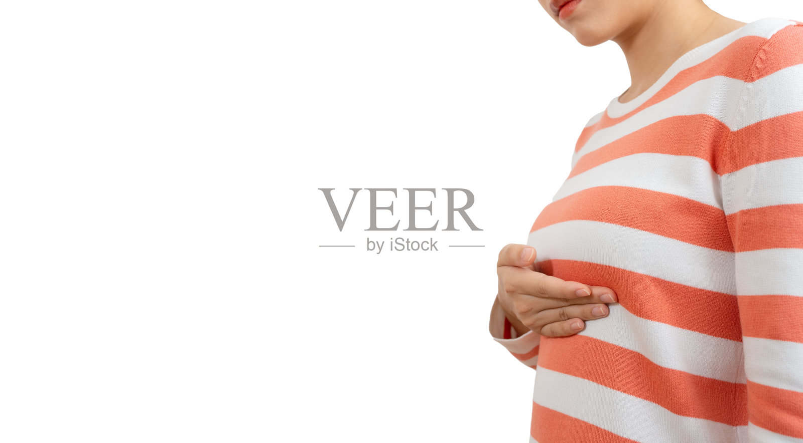 乳腺癌，世界癌症日。女性检查，触诊乳房肿块或癌症。照片摄影图片