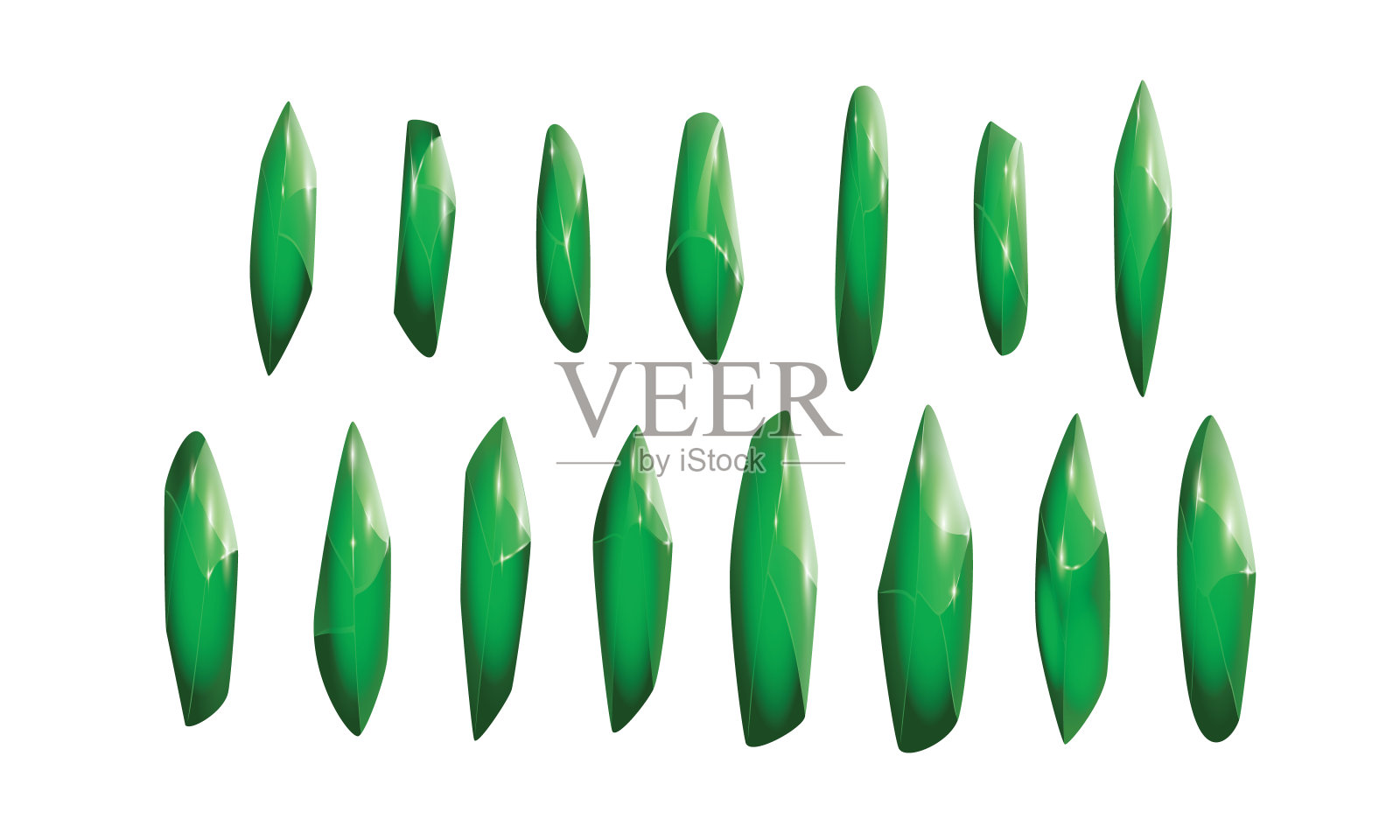 水晶和天然矿物收藏。卡通魔法宝石集。游戏资产。矢量图插画图片素材