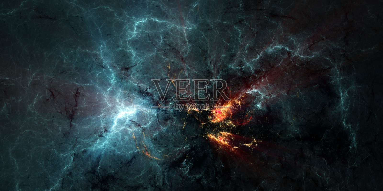 超新星火焰风暴闪电抽象分形艺术banner背景照片摄影图片