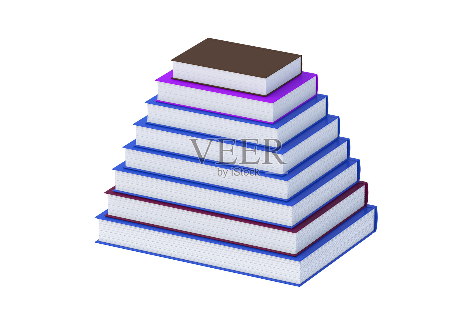 白色背景上孤立的一堆彩色书籍。三维渲染照片摄影图片
