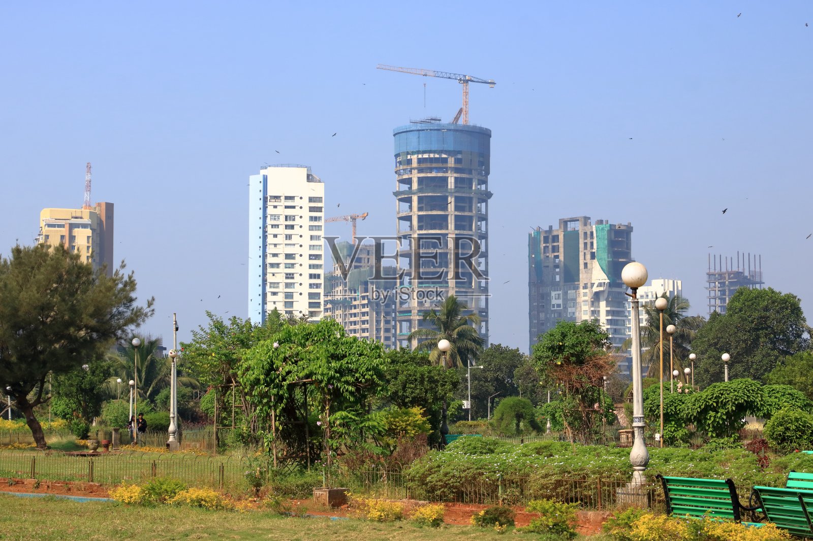 印度马哈拉施特拉邦孟买的空中花园照片摄影图片