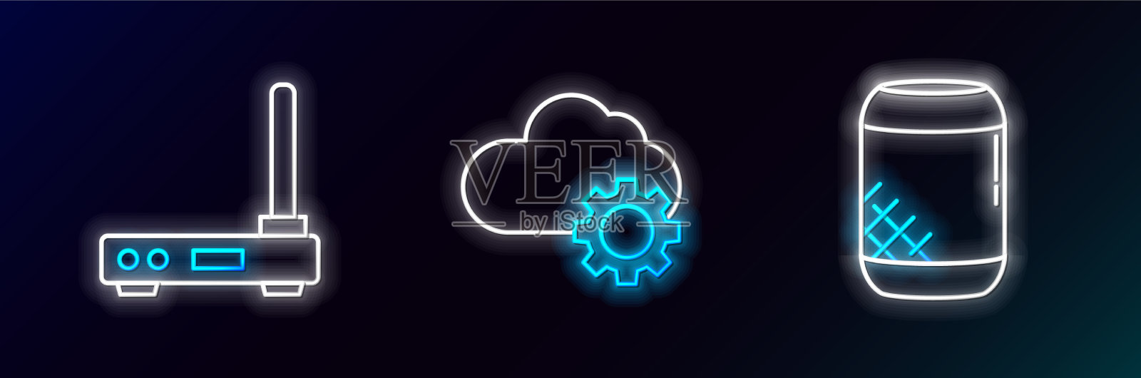 设置线路语音助手路由器和wi-fi信号图标素材