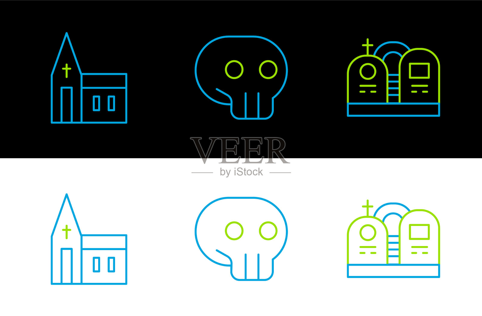 集行墓与墓碑、教堂建筑于一身图标素材