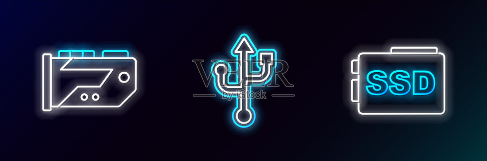 设置线路SSD卡视频图形和usb图标图标素材