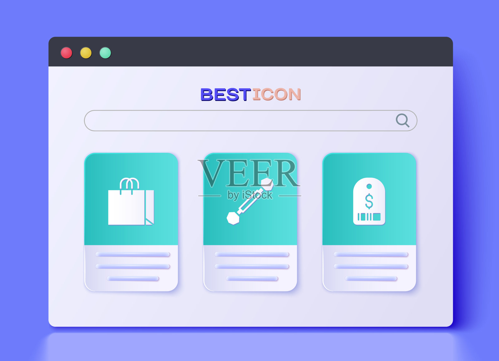 设置穿孔购物袋珠宝和价签图标素材