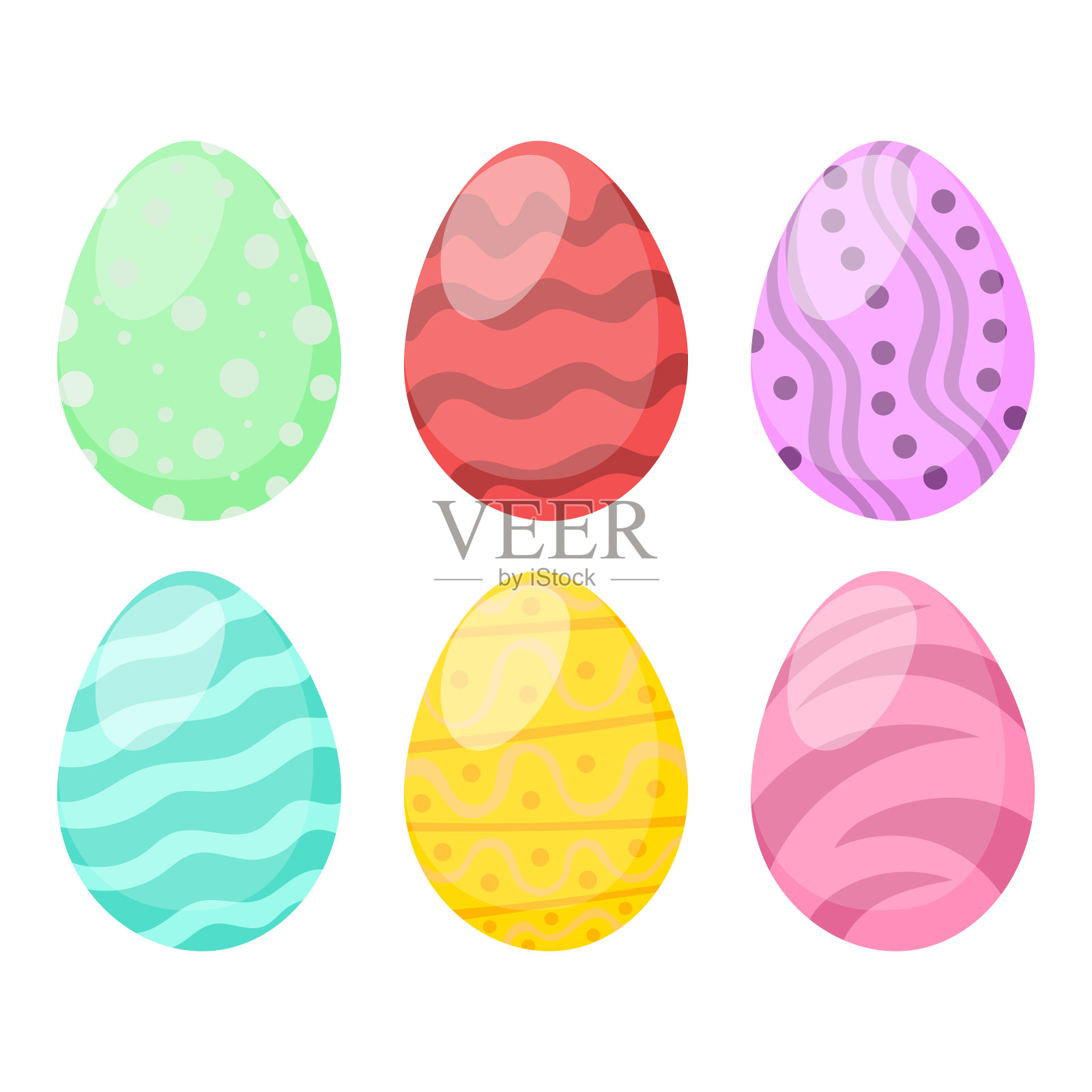 矢量插图的复活节彩蛋收集在白色的背景插画图片素材