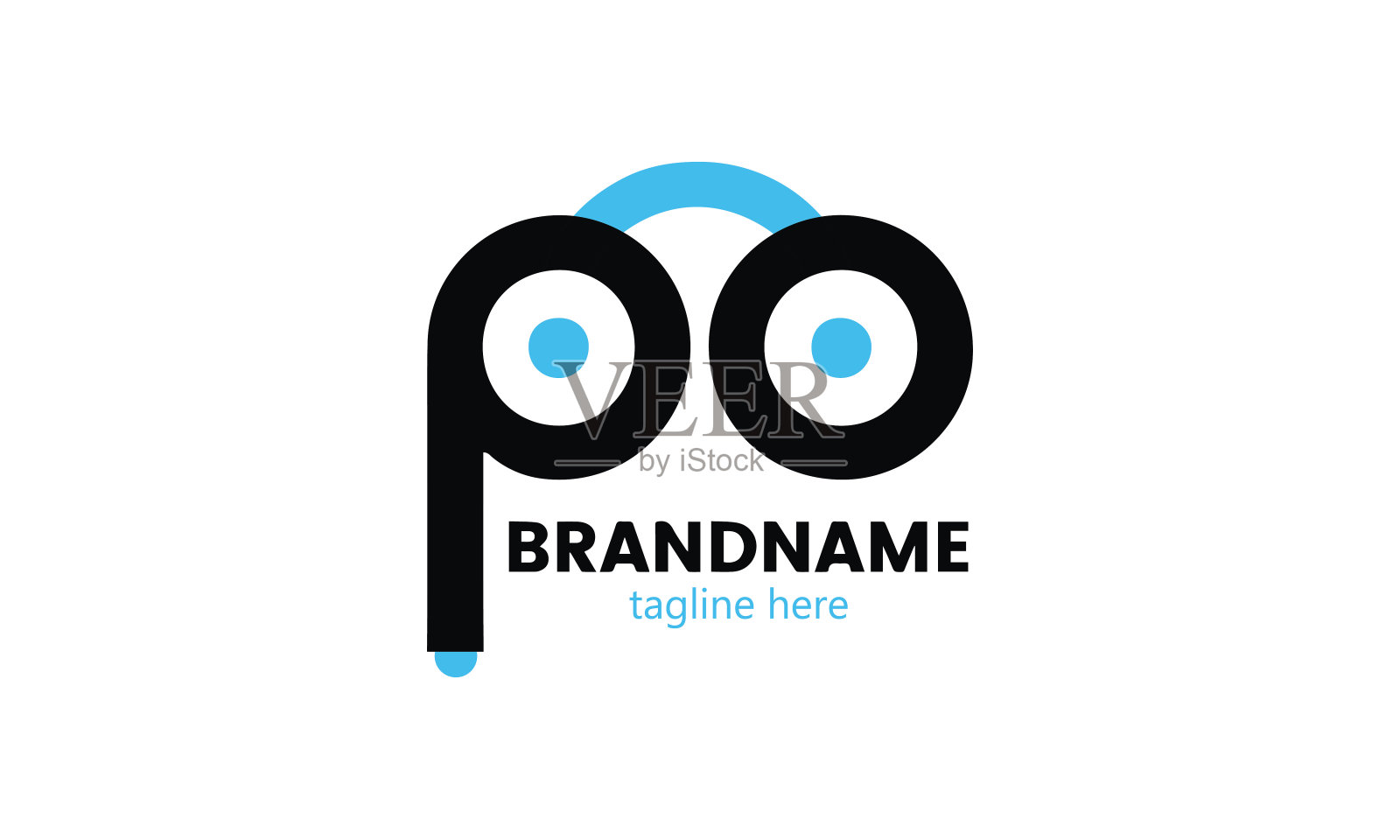 以人眼镜的形式说明PO字母。插画图片素材