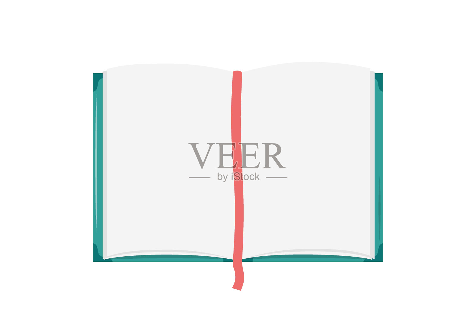 空白打开书孤立。空书或笔记本页面的矢量平面插图。前视图。带有复制空间的设计元素插画图片素材