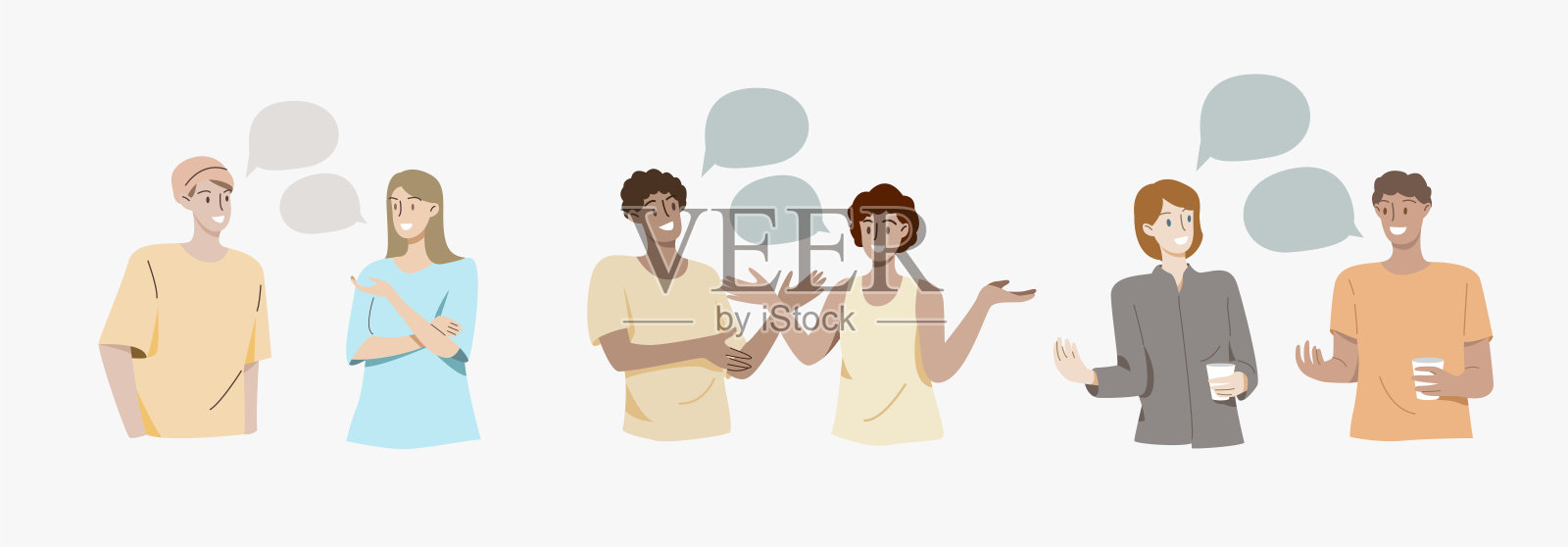 人们谈话，讲述或说话。插画图片素材