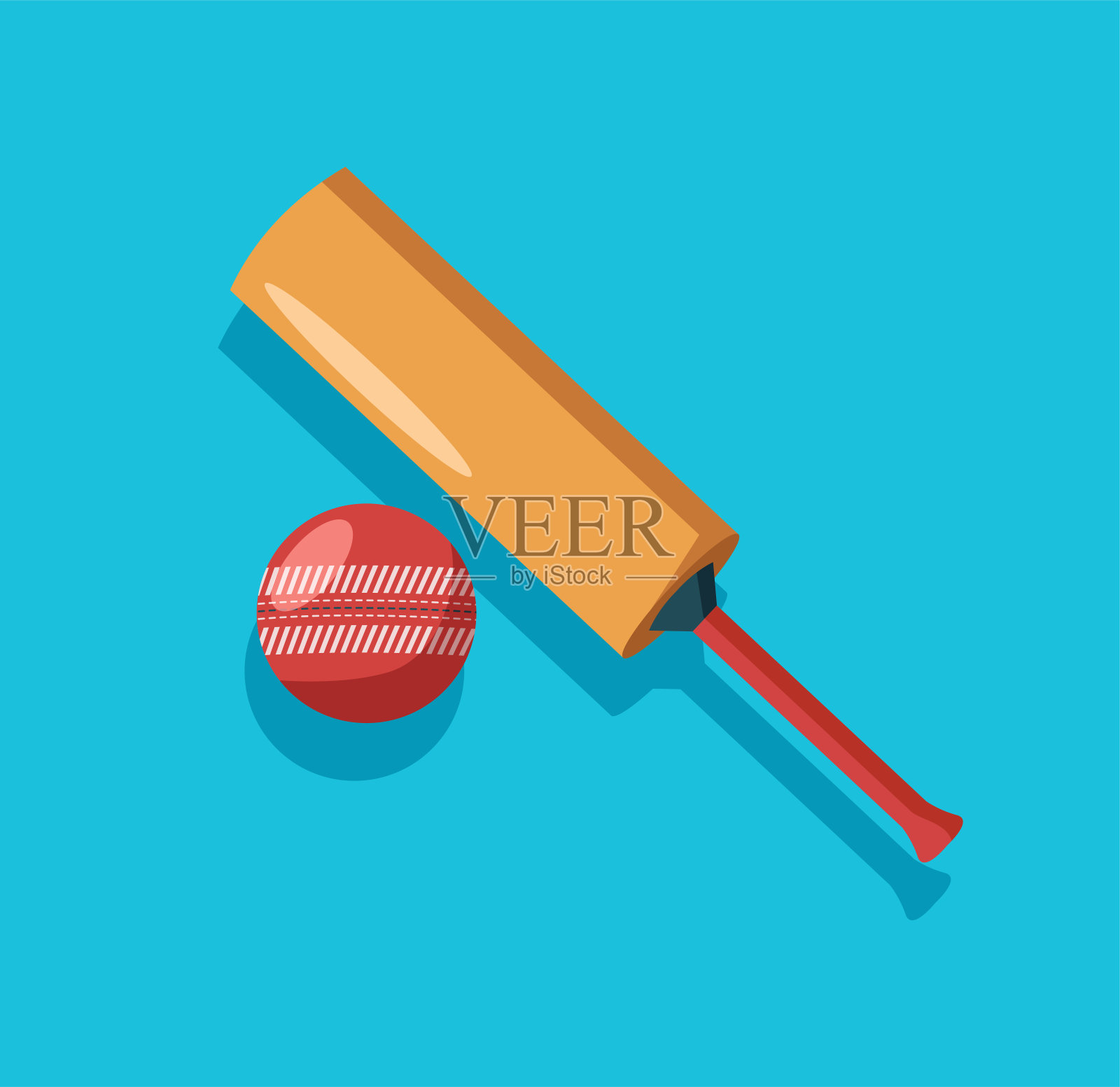 板球棒和球矢量插图插画图片素材