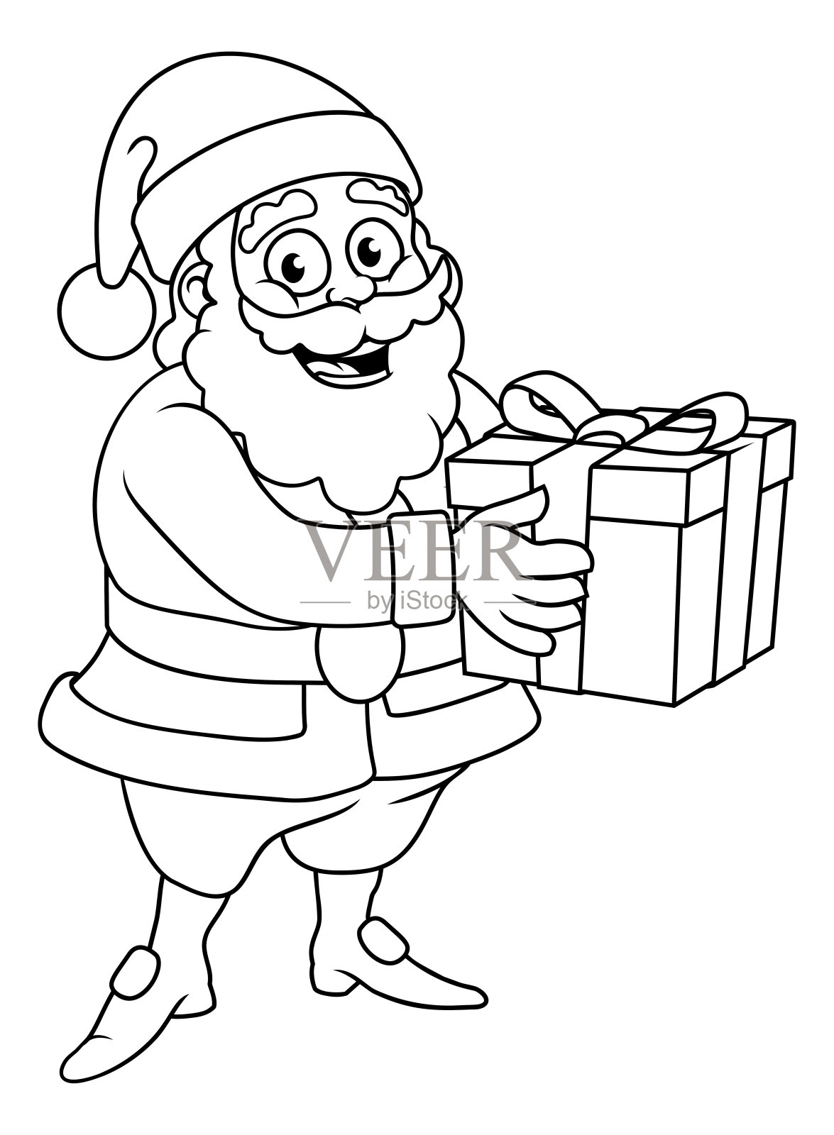 圣诞老人手持礼物，圣诞卡通插画图片素材