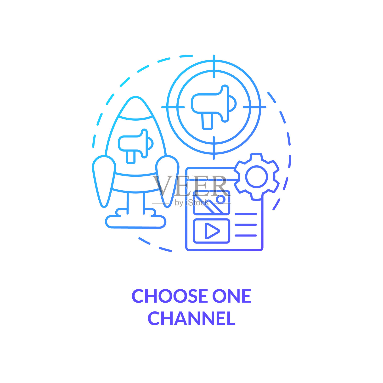 选择一个通道蓝色渐变概念图标插画图片素材