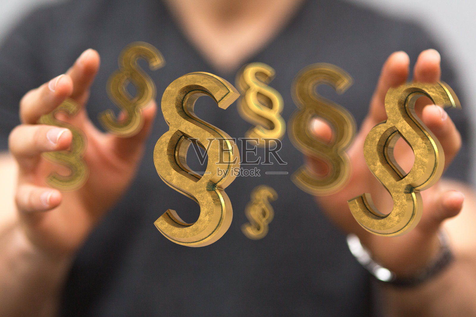 展示法律和正义符号3D渲染的人照片摄影图片