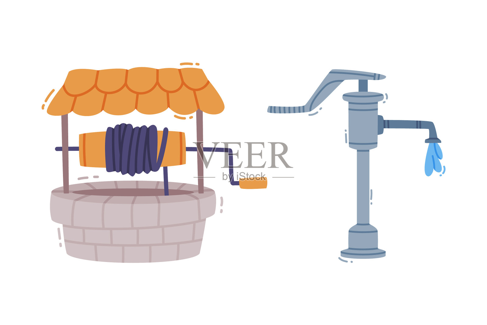 井水和水龙头滴纯饮用设计元素图片