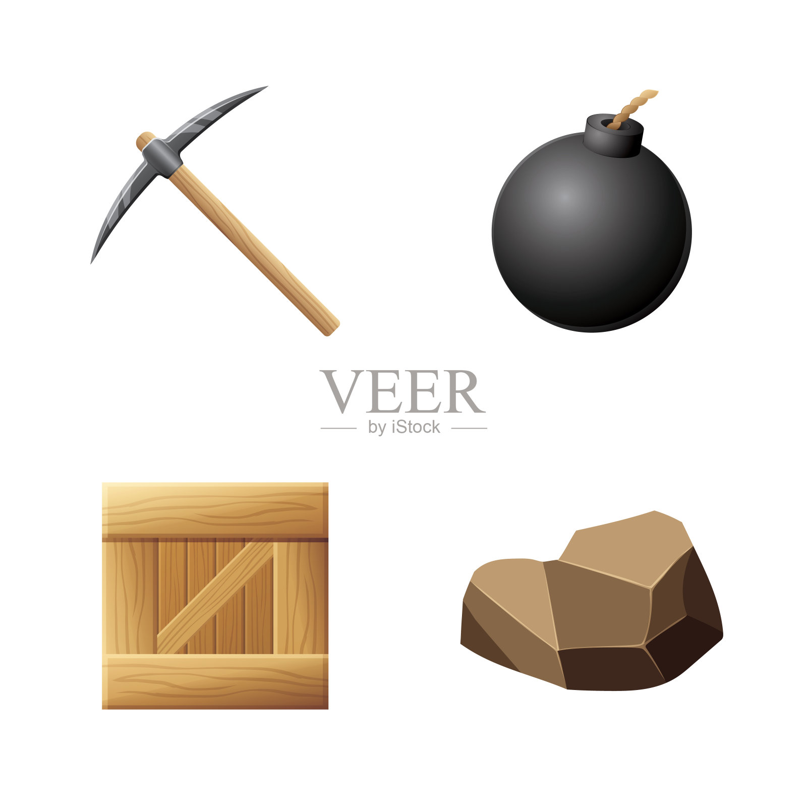 游戏UI资产设置。游戏用户界面图标集合。矢量图插画图片素材