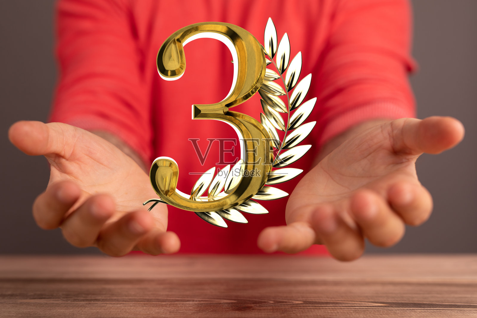 插图年周年纪念符号在一只手照片摄影图片