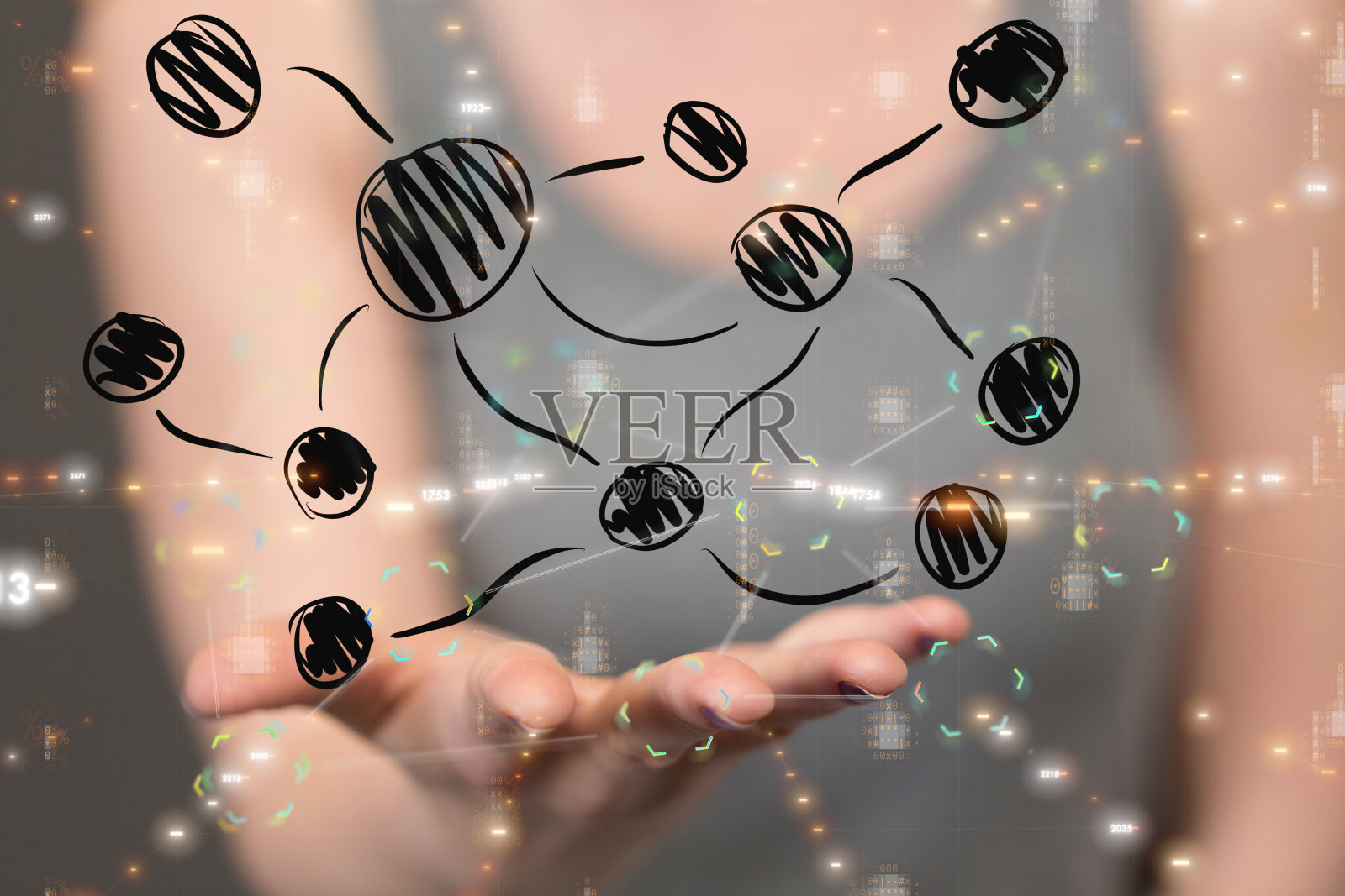 说明点与线连接的互联网网络和数据概念照片摄影图片