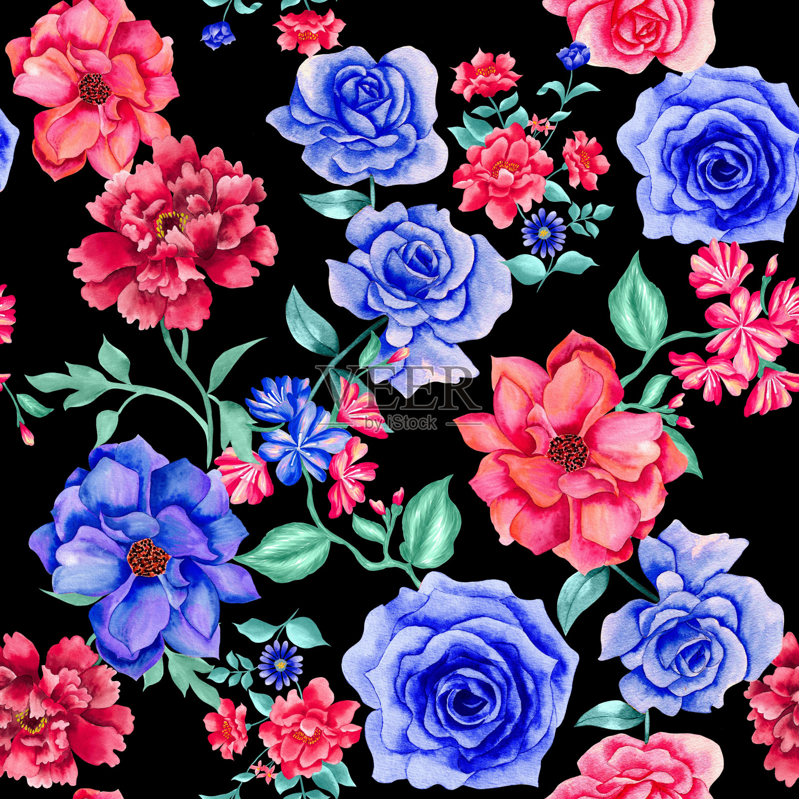 水彩画浪漫的花插画图片素材