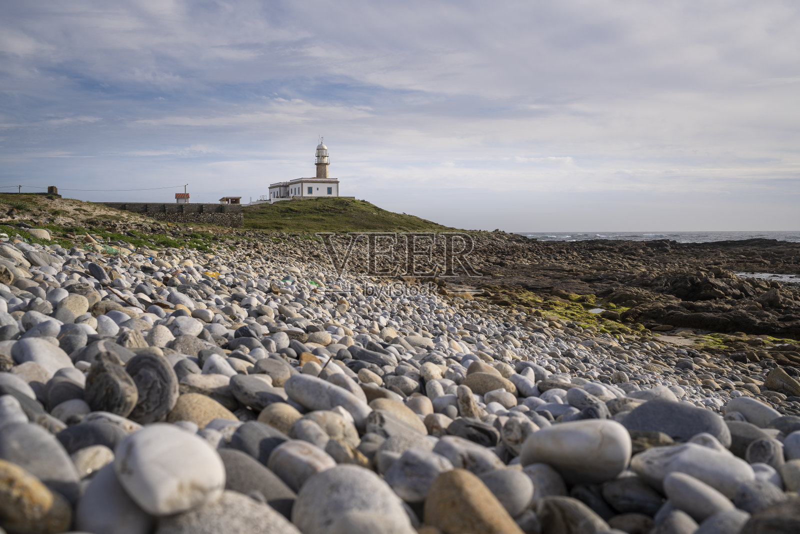 西班牙加利西亚的拉里诺灯塔的美丽景色照片摄影图片