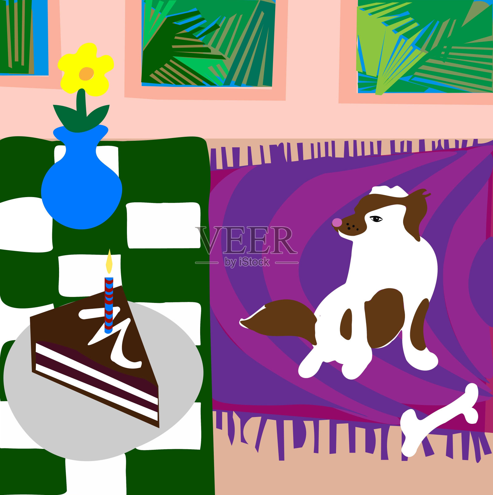 餐桌上的蛋糕插画图片素材