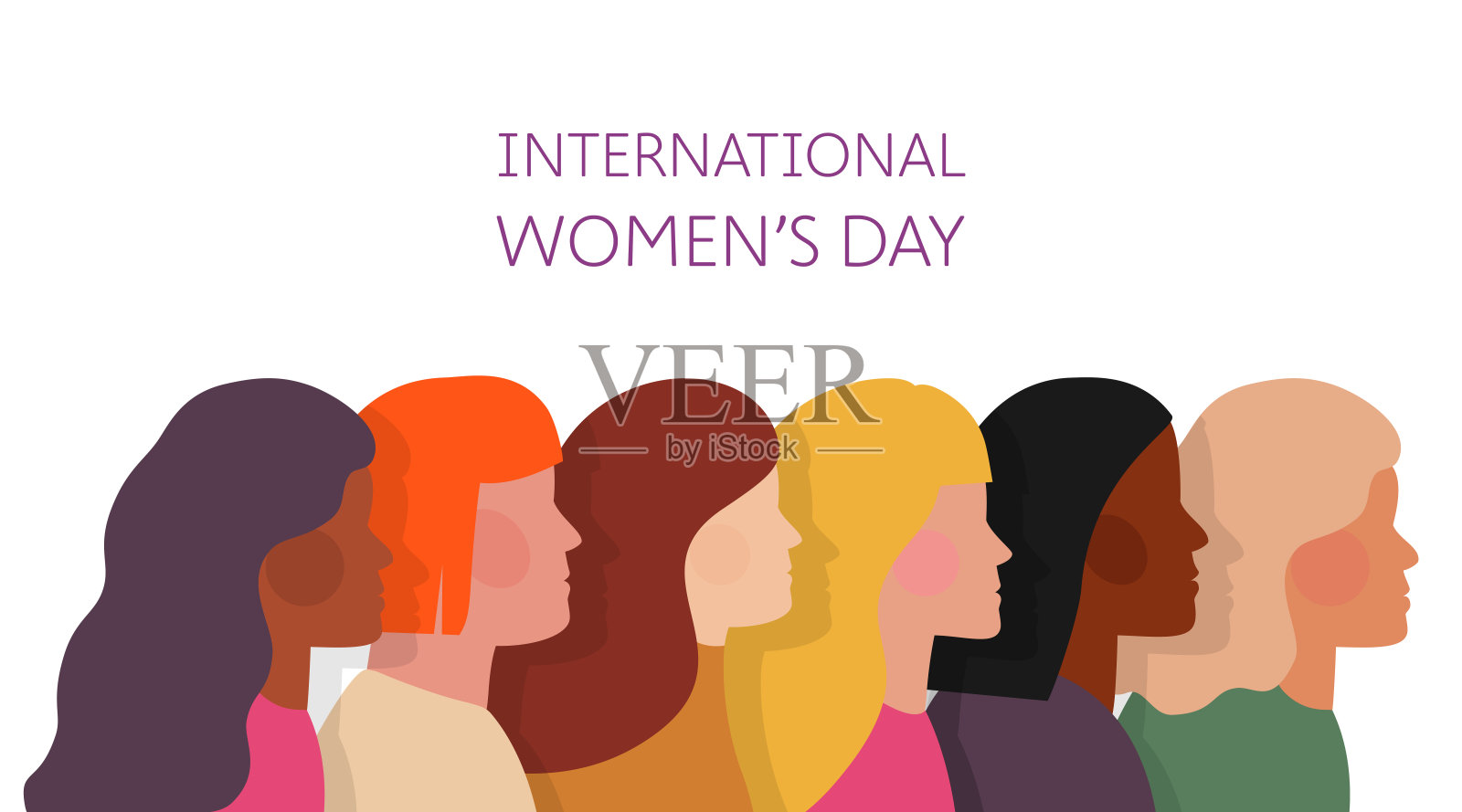 白色背景上的女性剪影插画图片素材