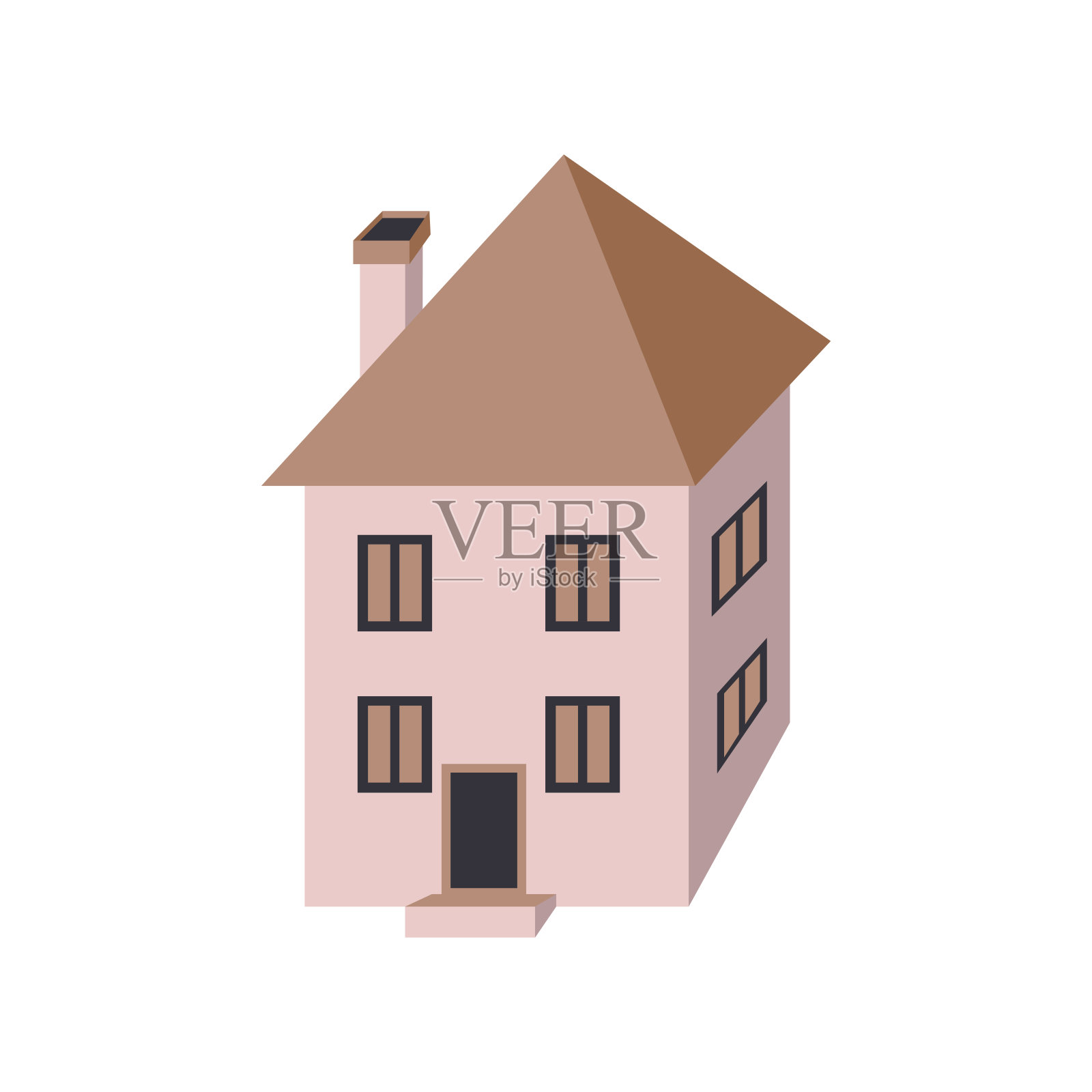 粉色现代房屋矢量插图。设计元素图片