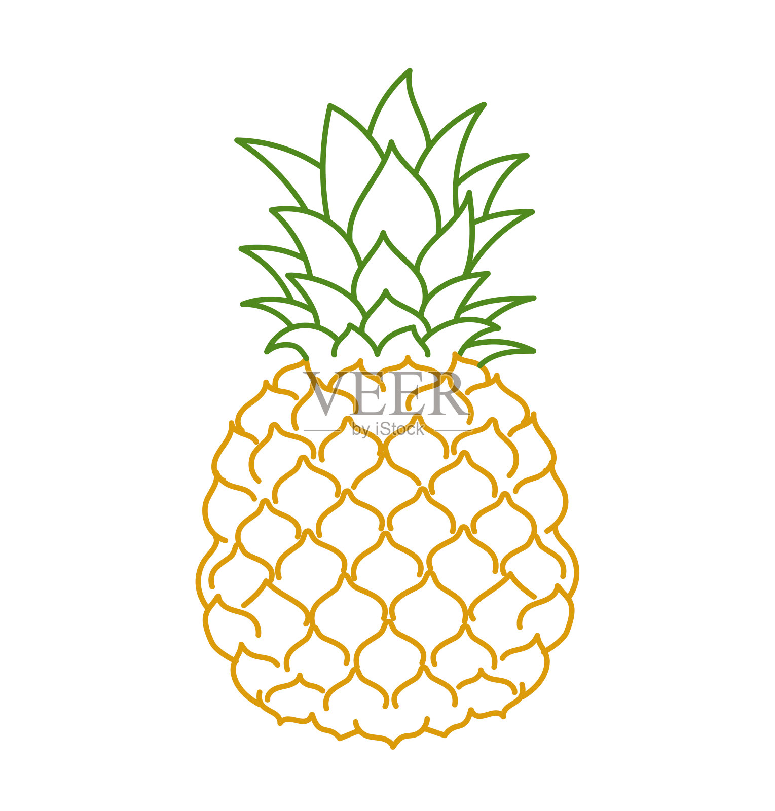 菠萝水果。矢量线。可编辑的轮廓笔画。插画图片素材