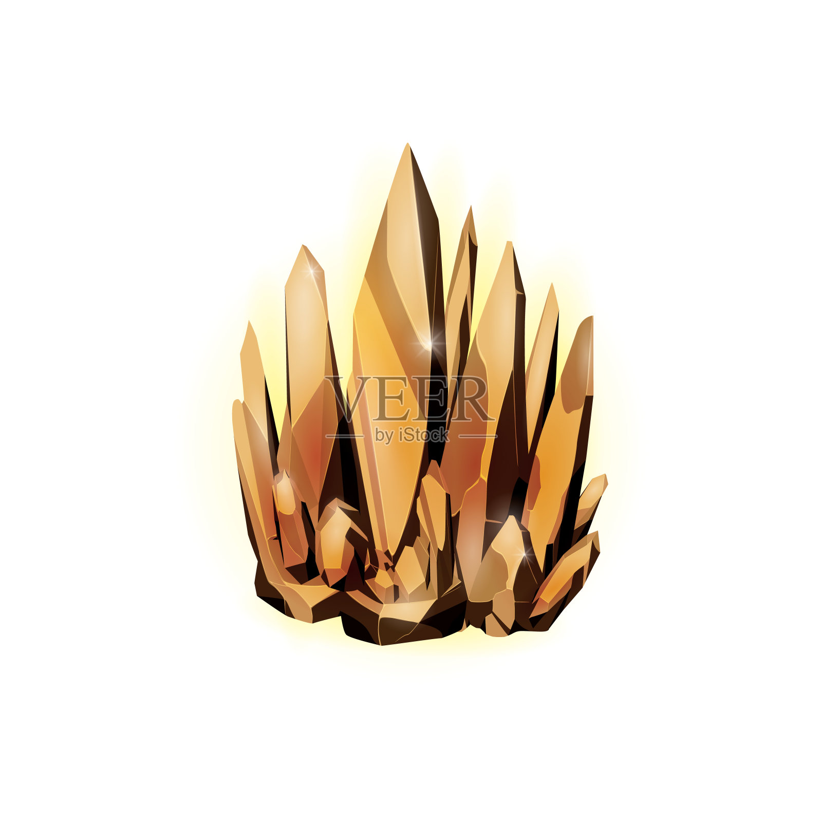 水晶宝石游戏资产收集，卡通魔法宝石和天然矿物，矢量插图插画图片素材